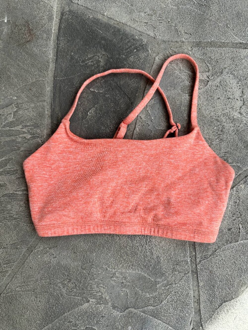Rabbit Running Heather Orange Spaghetti Strap Sports Bra - XS